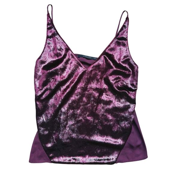 J Brand Y2K Glam Shimmer V-Neck Camisole S Red Indie Sleaze Vamp Retail $395 - Picture 5 of 9